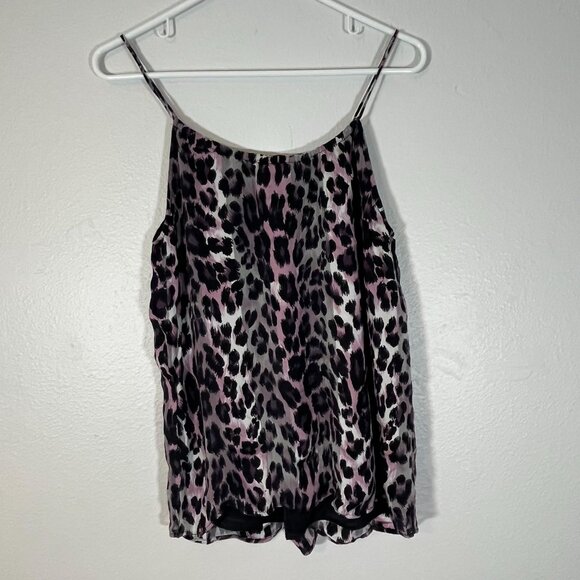 Rory Beca 100% Silk Spaghetti Strap Cami Tank Top Purple Leopard Print‎ Small - Picture 4 of 6